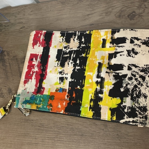 Abstract Multicolor Canvas Clutch - Picture 3 of 6